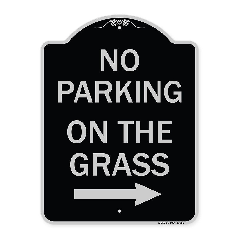 No Parking on the Grass with Right Arrow
