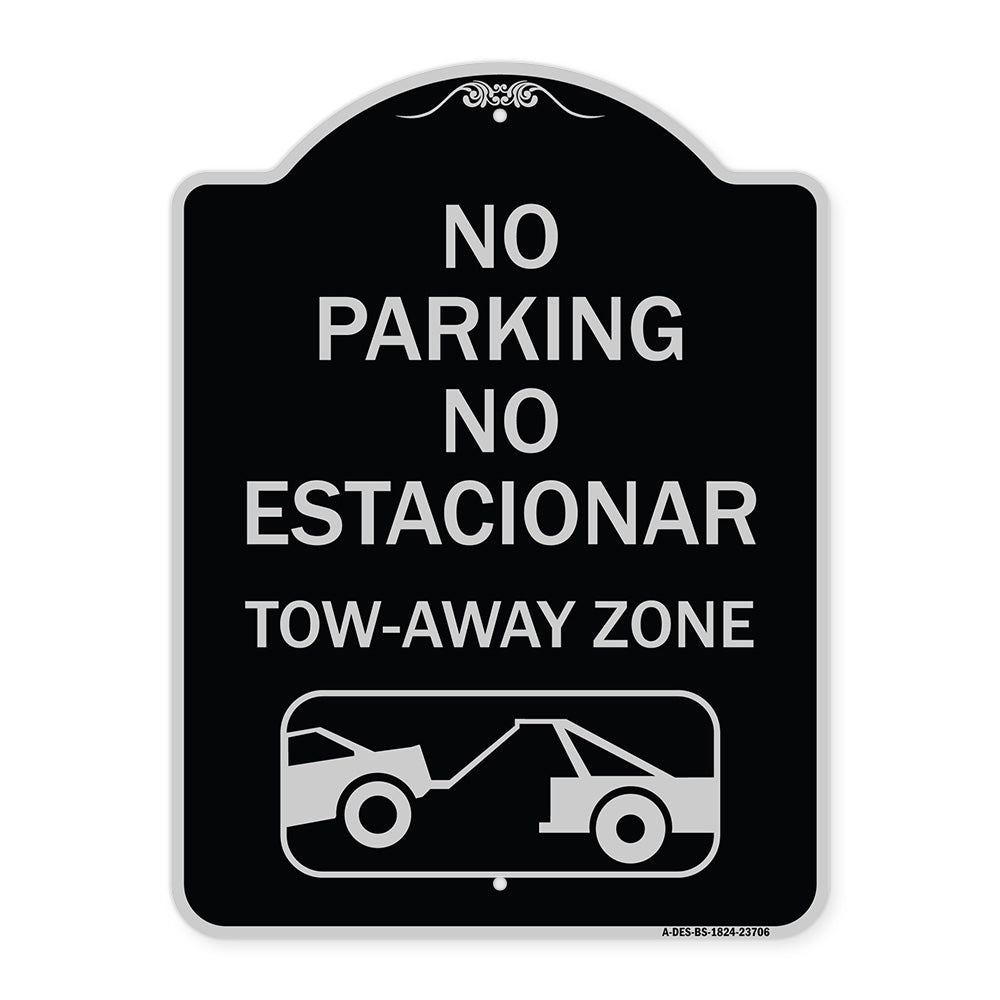 No Parking No Estacionar Tow Away Zone (With Graphic) Directional Arrow) Tacionamiento Zona De Cargamento
