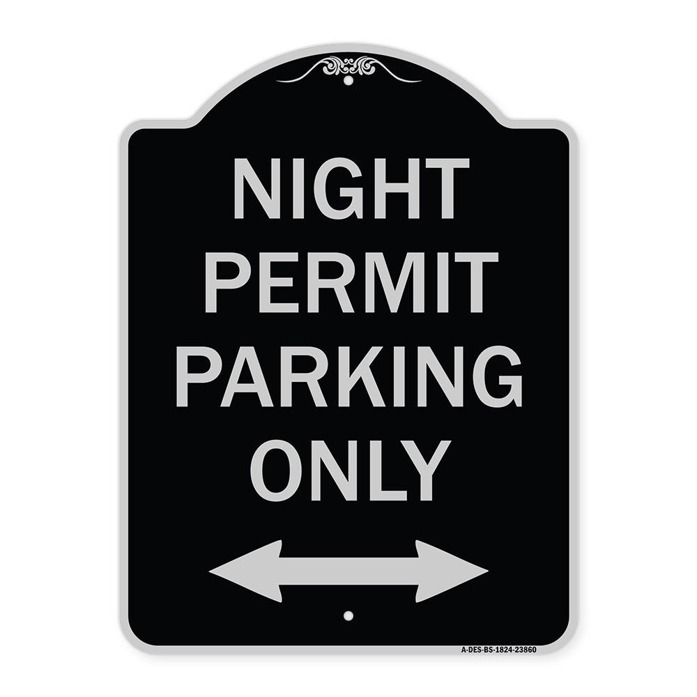 Night Permit Parking Only (With Bi-Directional Arrow)