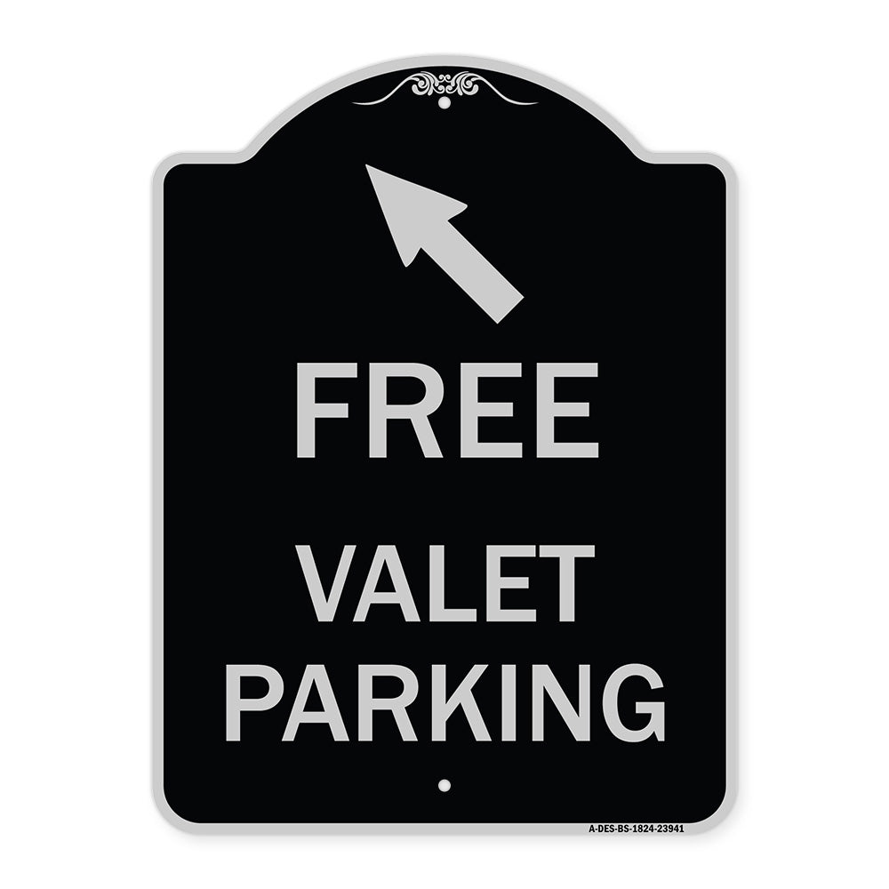 Free Valet Parking with Upper Left Arrow