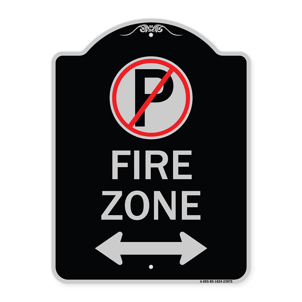 Fire Zone (No Parking Symbol and Arrow Pointing Left and Right)