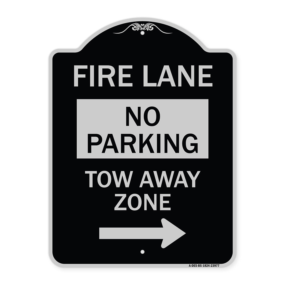 Fire Lane Tow-Away Zone with Right Arrow