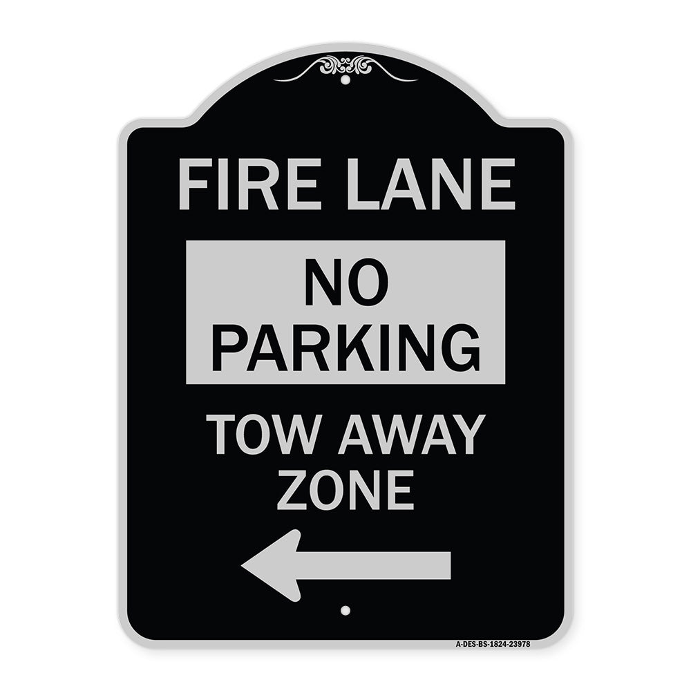 Fire Lane Tow-Away Zone with Left Arrow