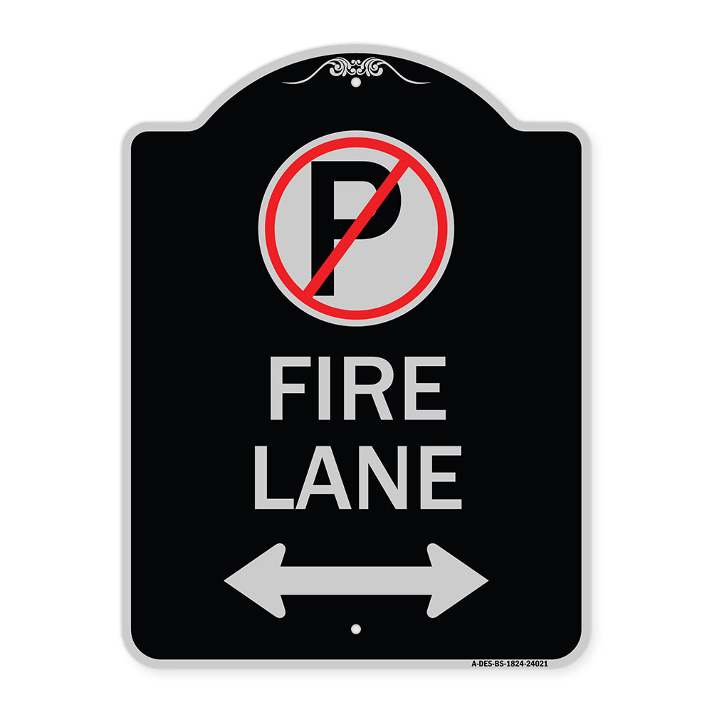 Fire Lane (No Parking Symbol and Arrow Pointing Left and Right)