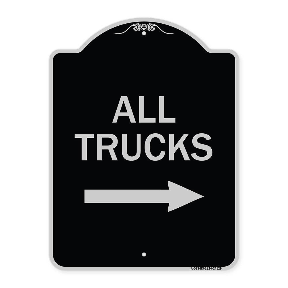 Driveway Sign All Trucks with Right Arrow