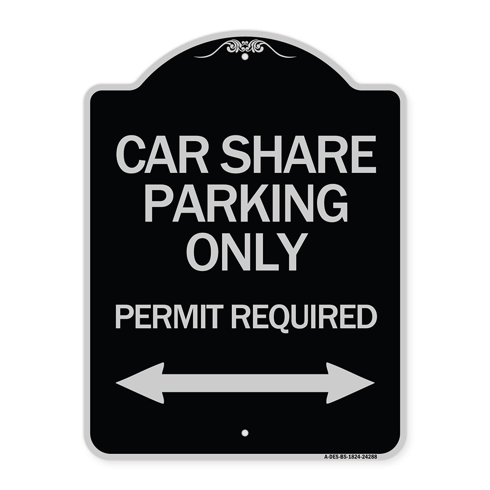 Car Share Parking Only Permit Required with Bidirectional Arrow
