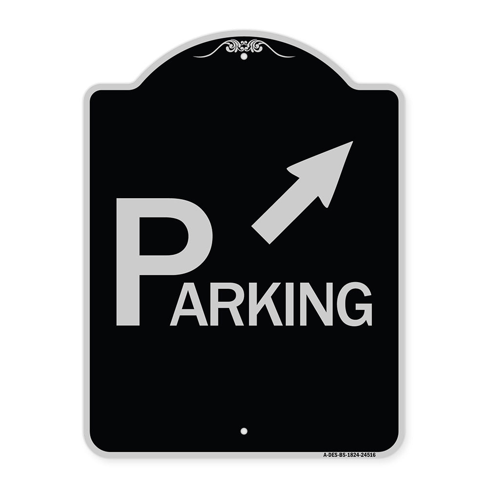 Parking with Arrow Pointing to Top Right