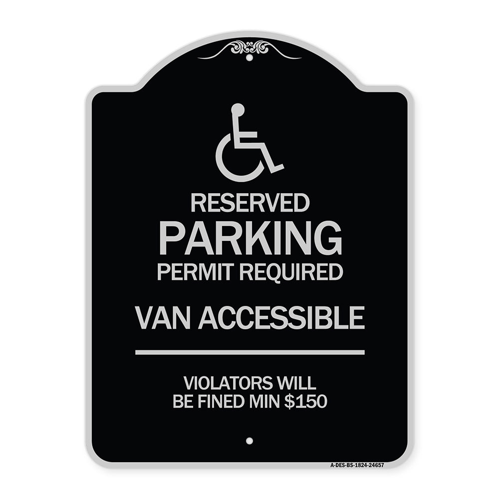 Connecticut Reserved Parking Permit Required Van Accessible Violators Will Be Fined Min $150 with Symbol