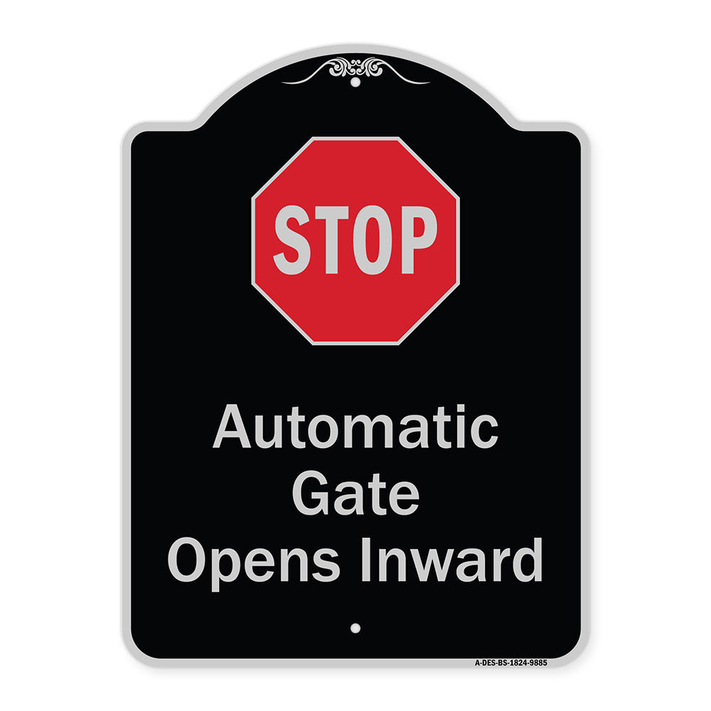 Stop, Automatic Gate, Opens Inward With Symbol