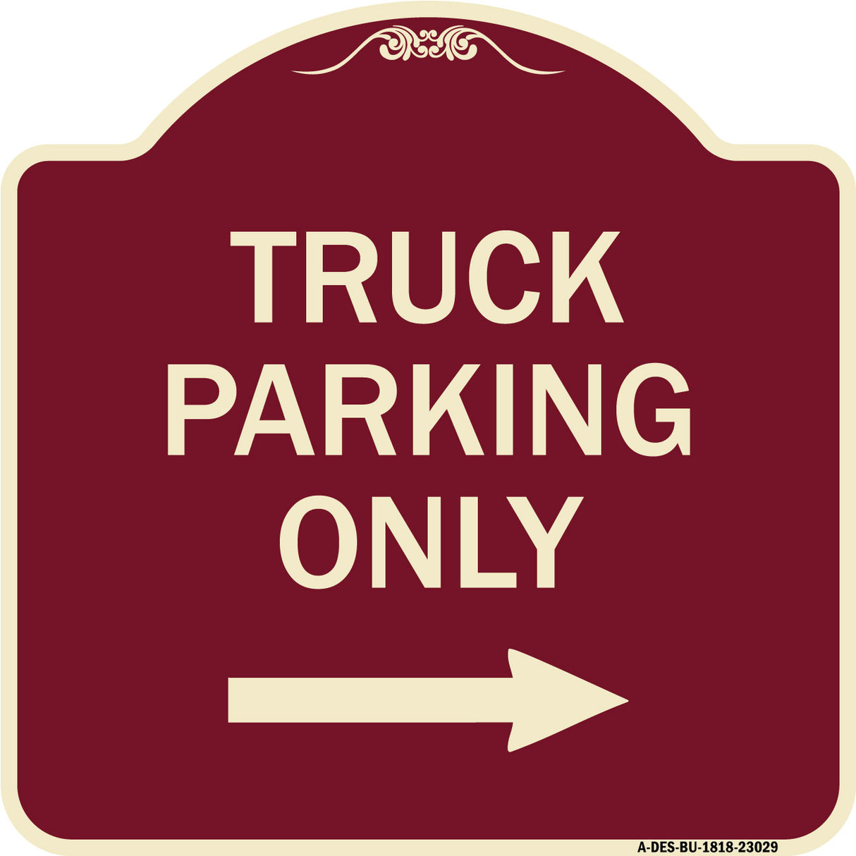 Reserved Parking Sign Truck Parking Only with Right Arrow