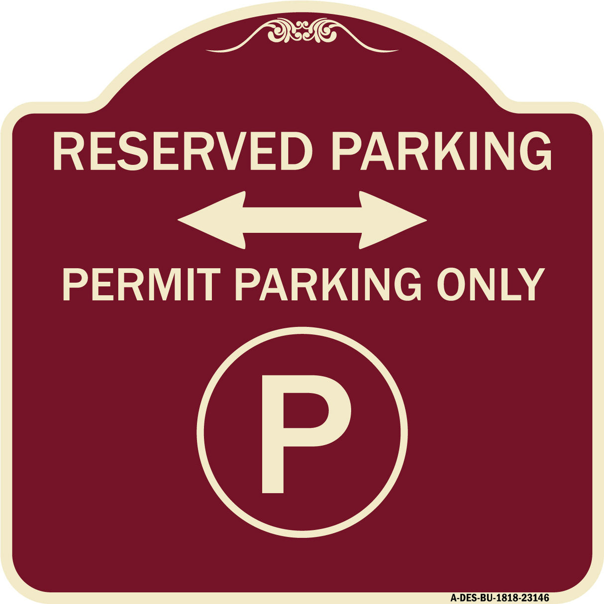 Reserved Parking - Permit Parking Only with Symbol and Bidirectional Arrow