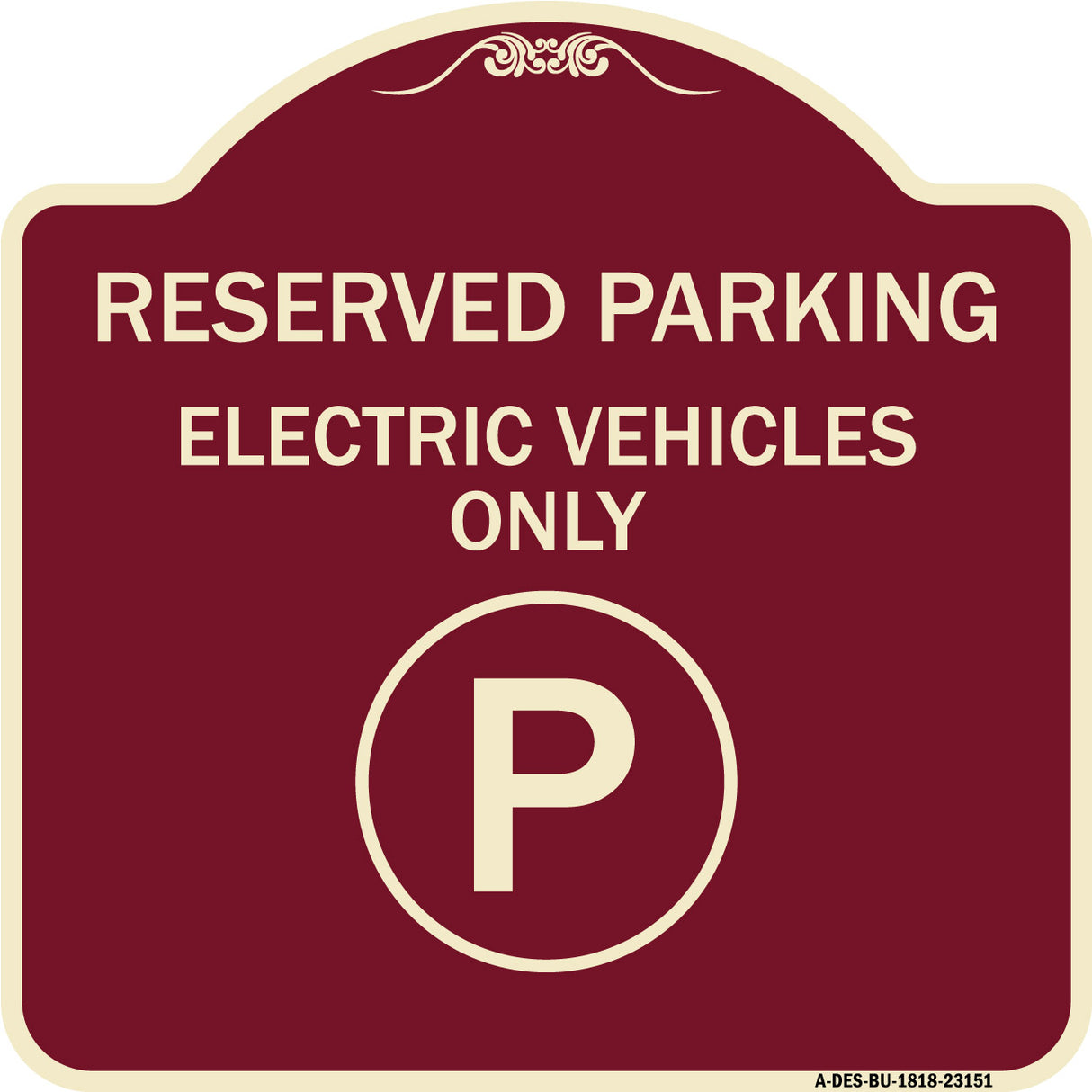 Reserved Parking - Electric Vehicles Only (With Parking Symbol)