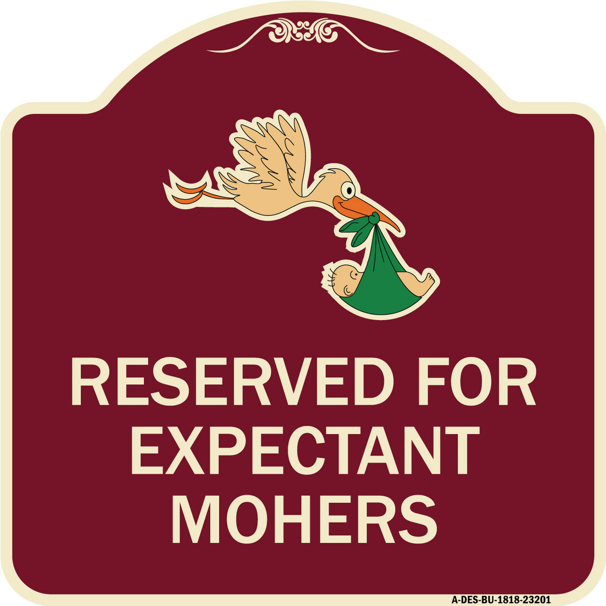 Reserved for Expectant Mothers (With Stork & Baby Graphic)