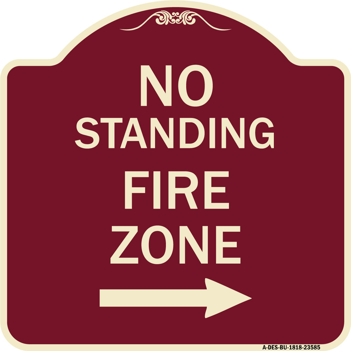 No Standing Fire Zone with Right Arrow