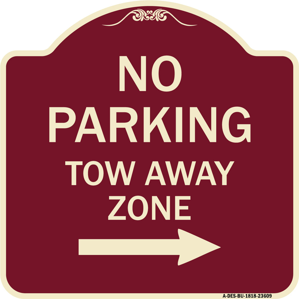 No Parking Tow Away Zone with Right Arrow