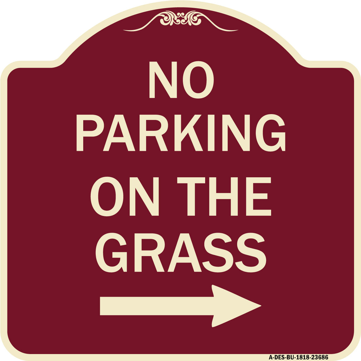 No Parking on the Grass with Right Arrow