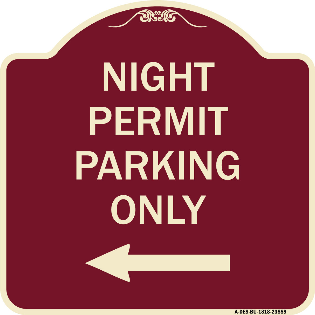 Night Permit Parking Only (With Left Arrow)