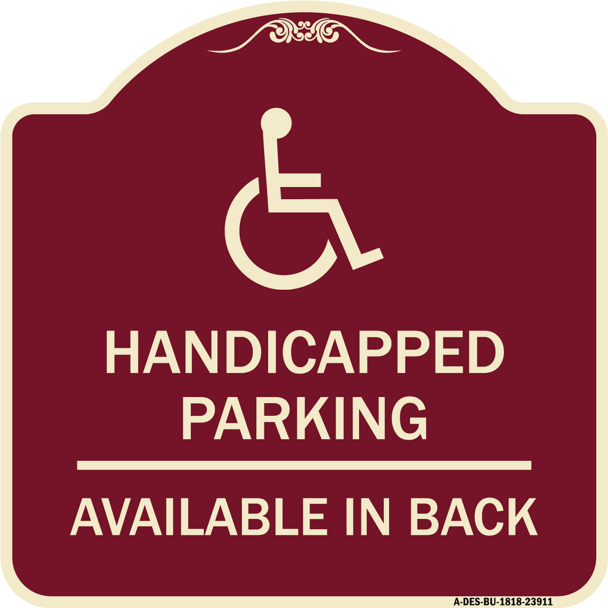 Handicapped Parking Available in Back with Graphic