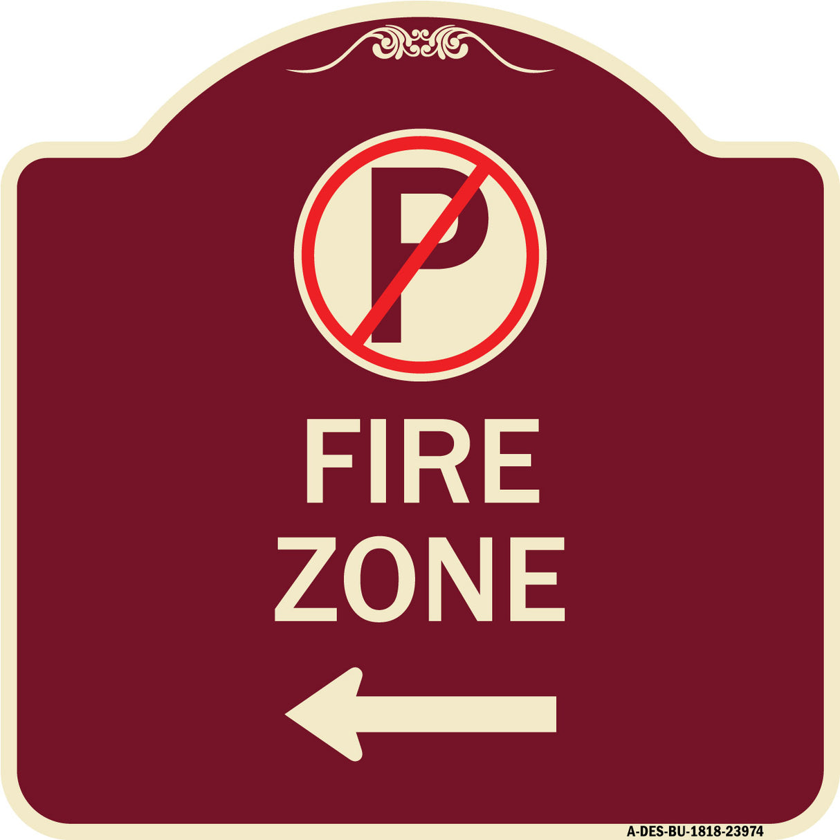 Fire Zone (No Parking Symbol and Left Arrow)