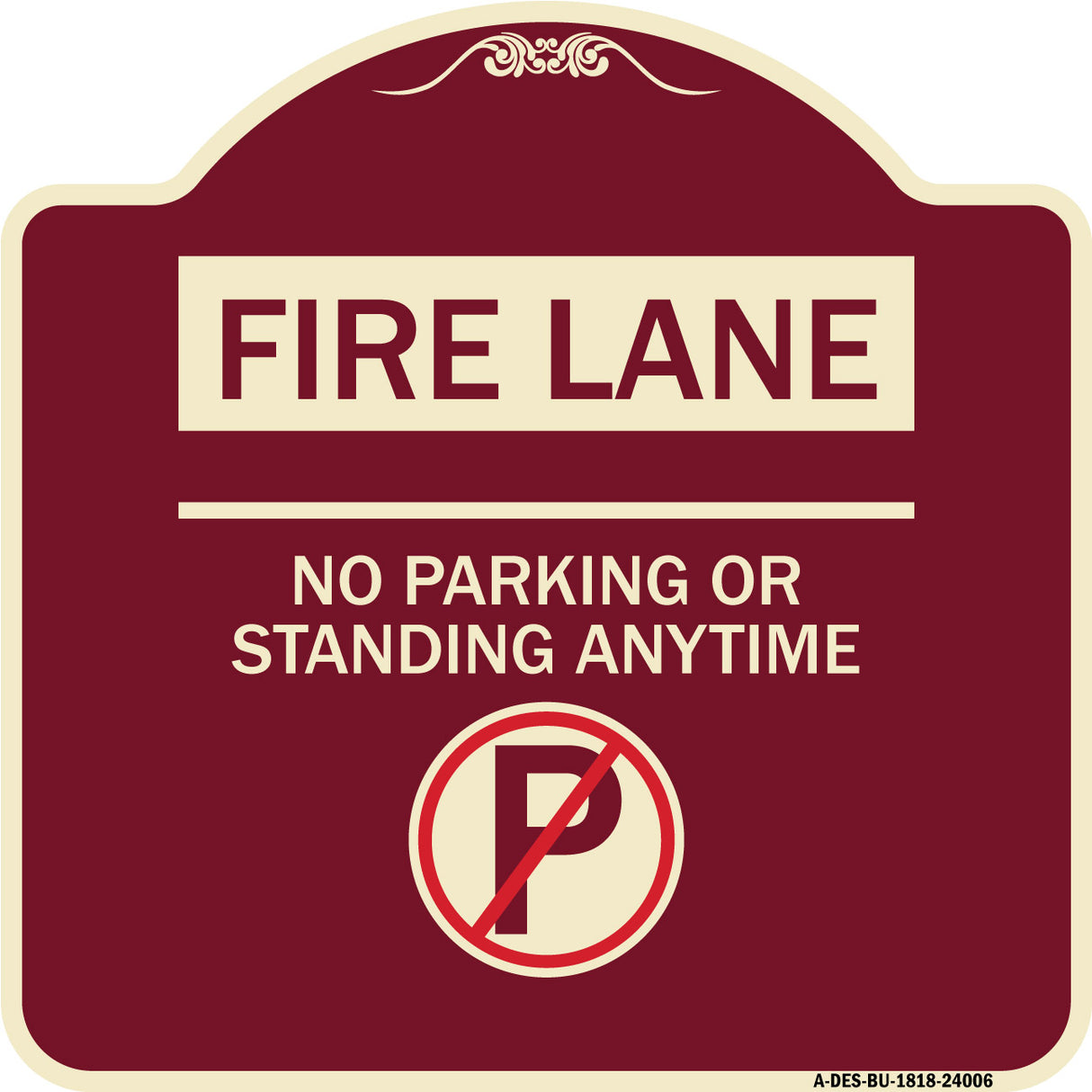 Fire Lane - No Parking or Standing Anytime (With No Parking Symbol)