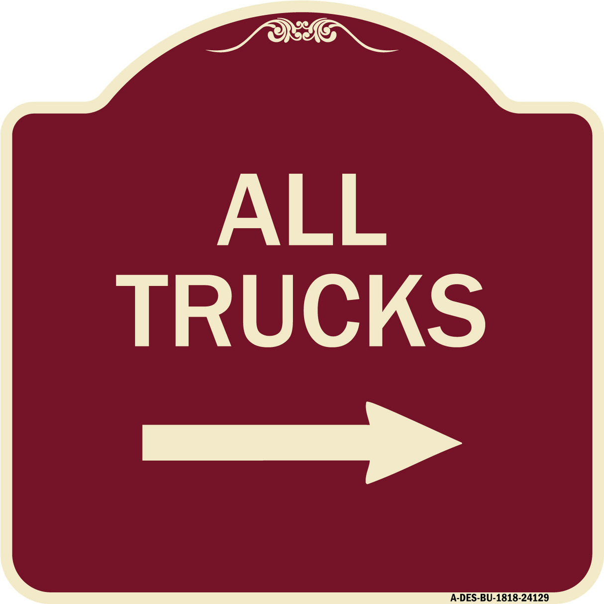 Driveway Sign All Trucks with Right Arrow