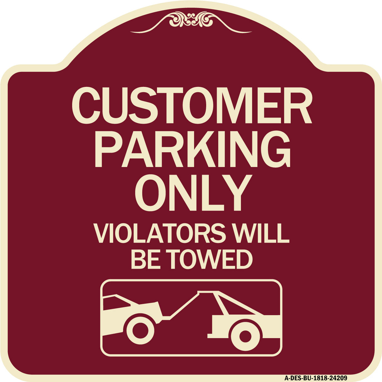Customer Parking Only (Violators Will Be Towed) (Symbol)
