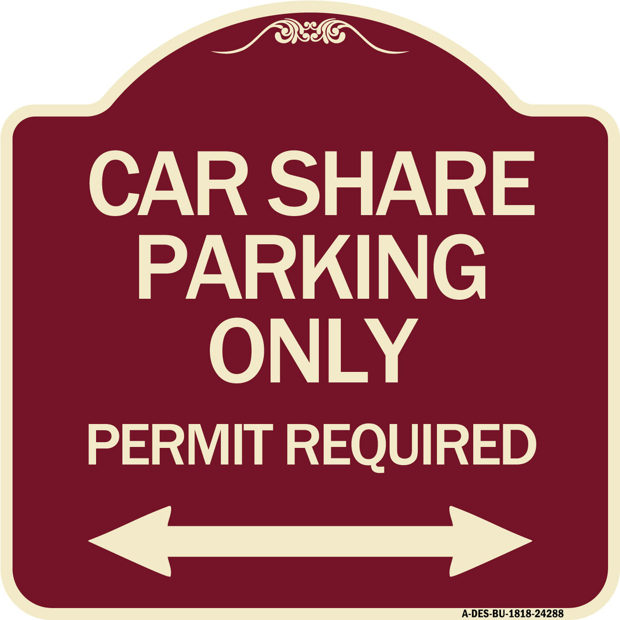 Car Share Parking Only Permit Required with Bidirectional Arrow