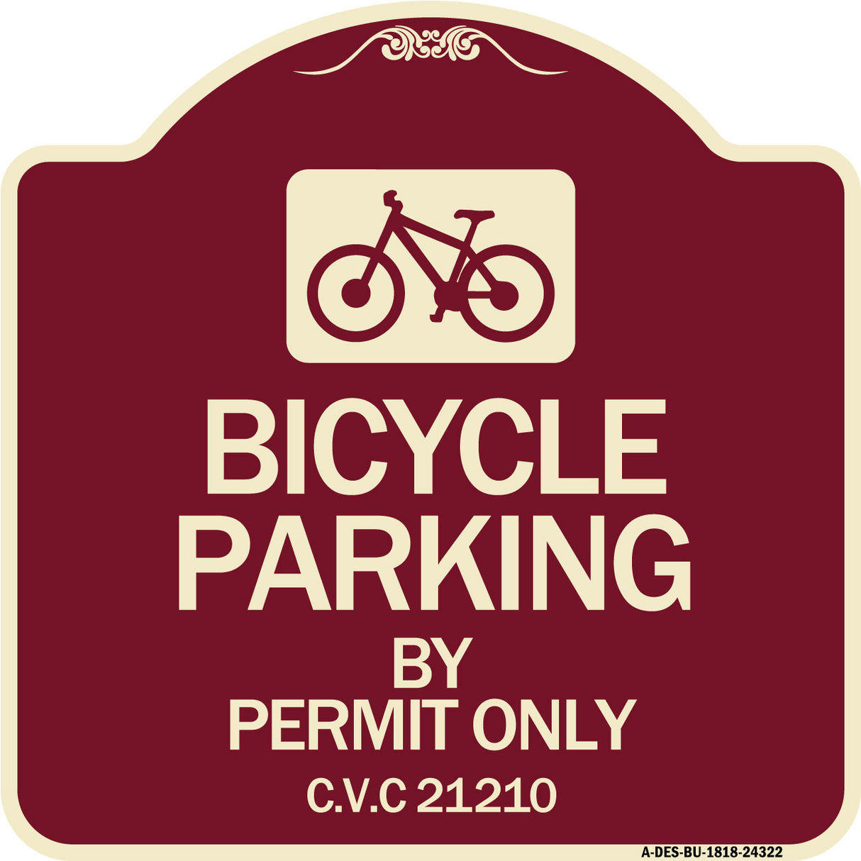 Bicycle Parking by Permit Only C.V.S. 21210 (With Bicycle Graphic)