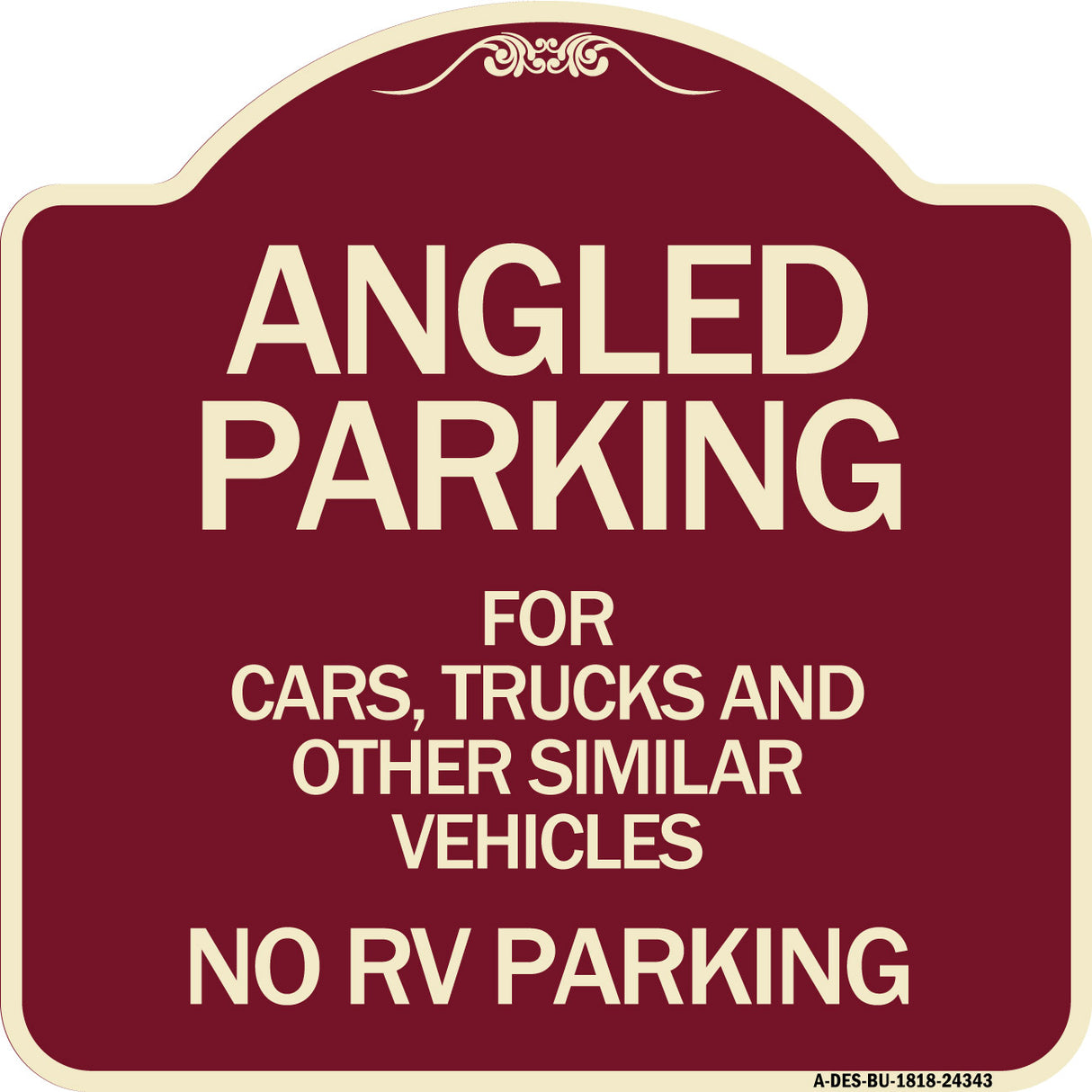 Angled Parking for Cars Trucks and Similar Vehicles - No RV Parking