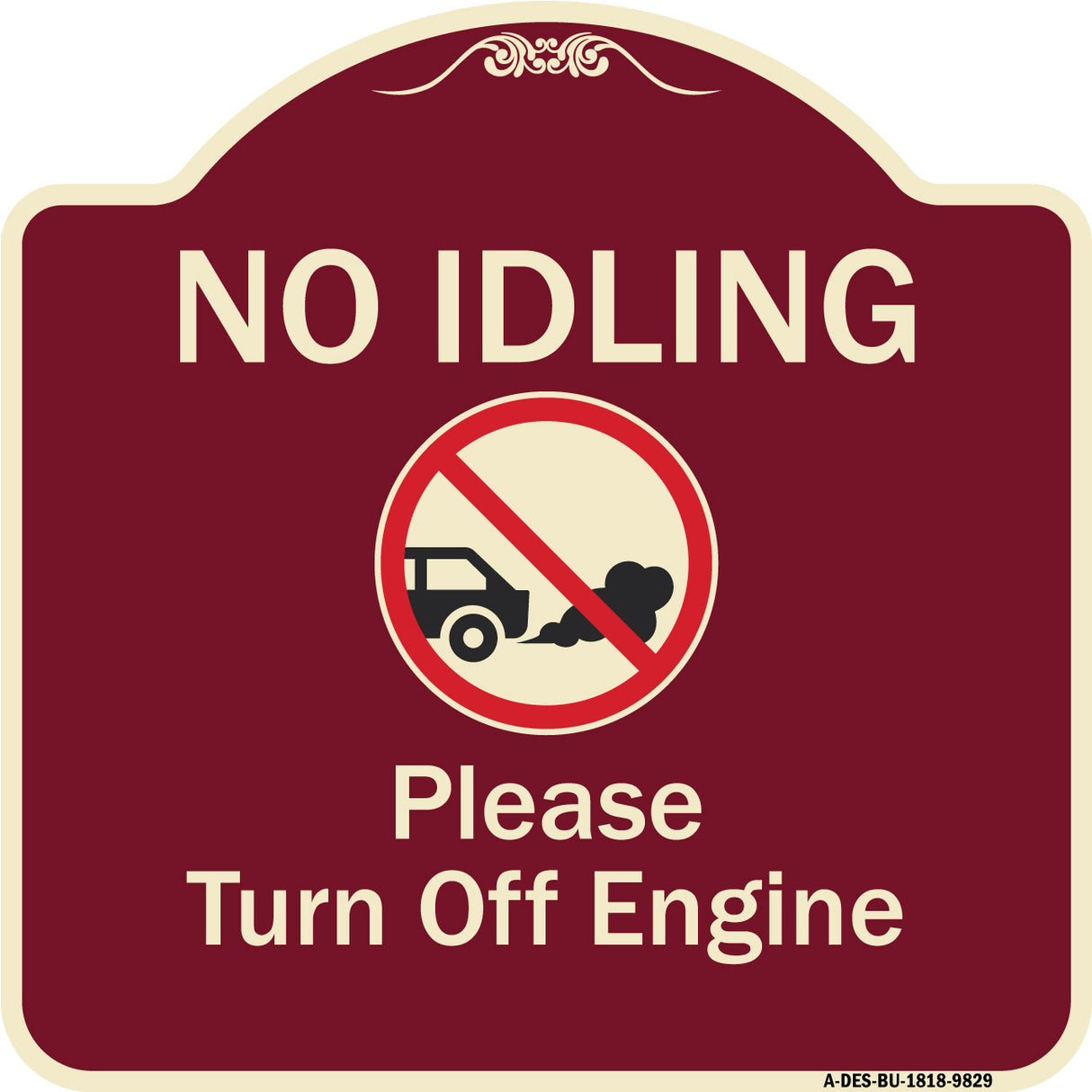 No Idling, Please Turn Off Engine With Graphic