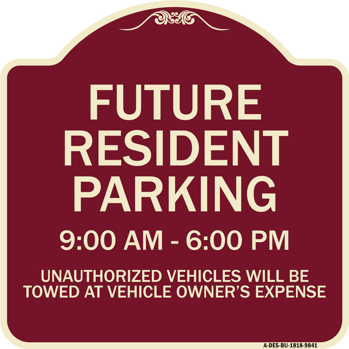 Future Resident Parking 9:00 To 6:00