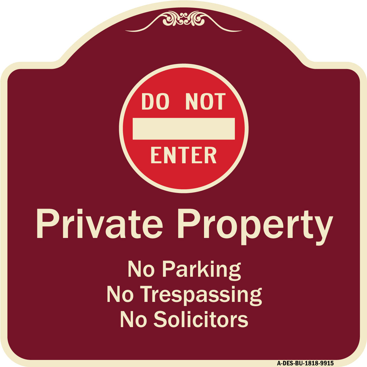 Private Property No Parking Trespassing Or Solicitors With Do Not Enter Symbol