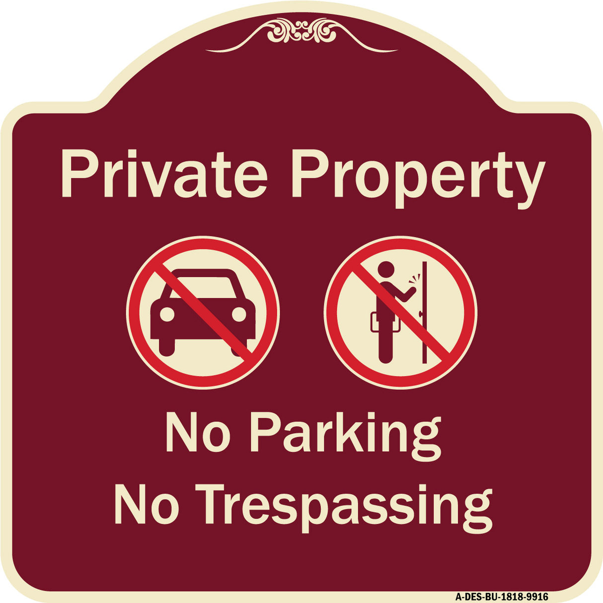 Private Property No Parking Or Trespassing With Symbols