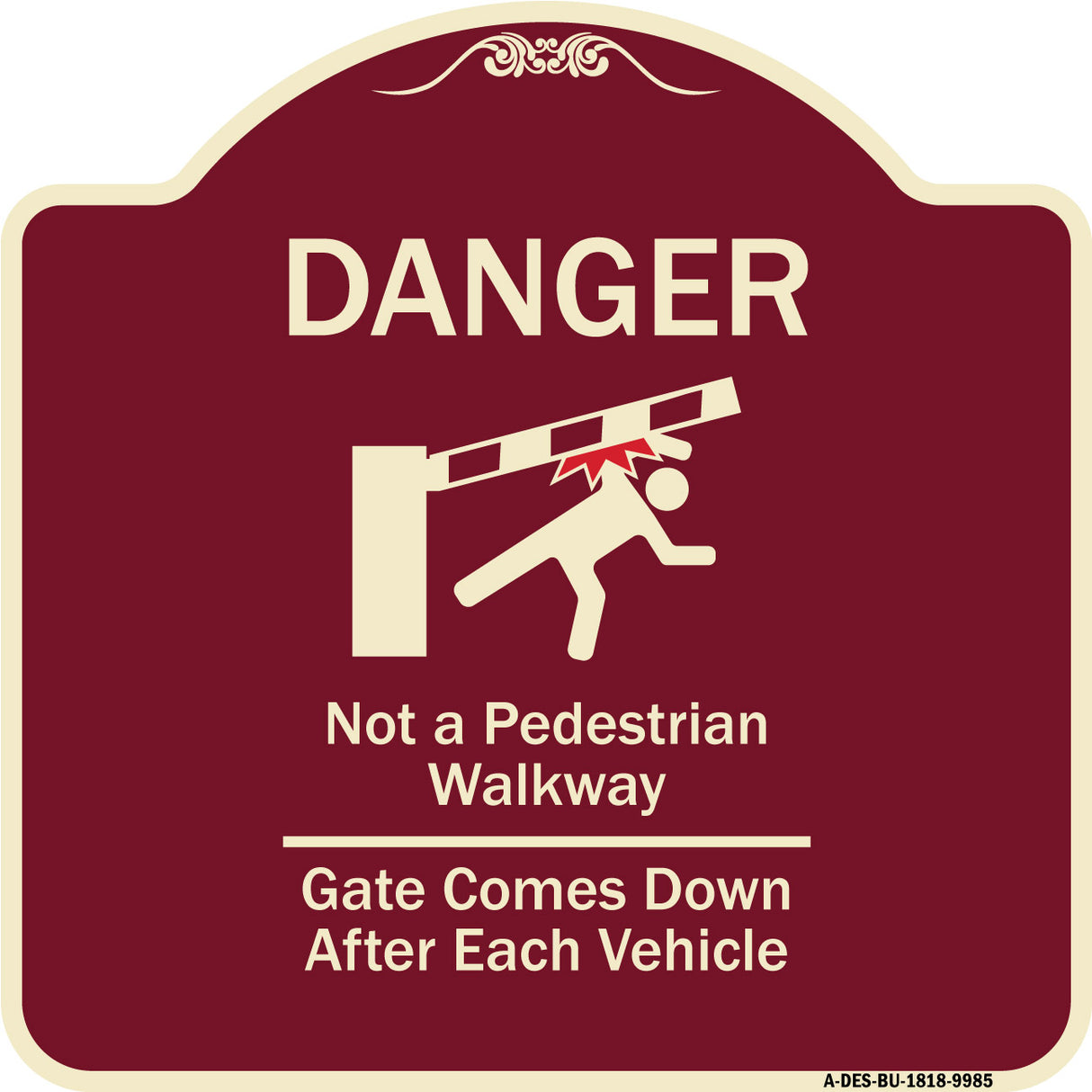 Danger Not A Pedestrian Walkway Gate Comes Down After Each Vehicle