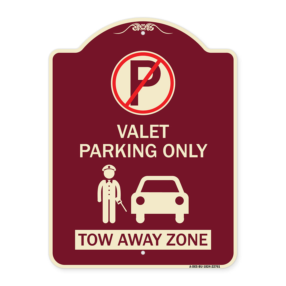 Valet Parking Only Tow Away Zone with Car Graphic