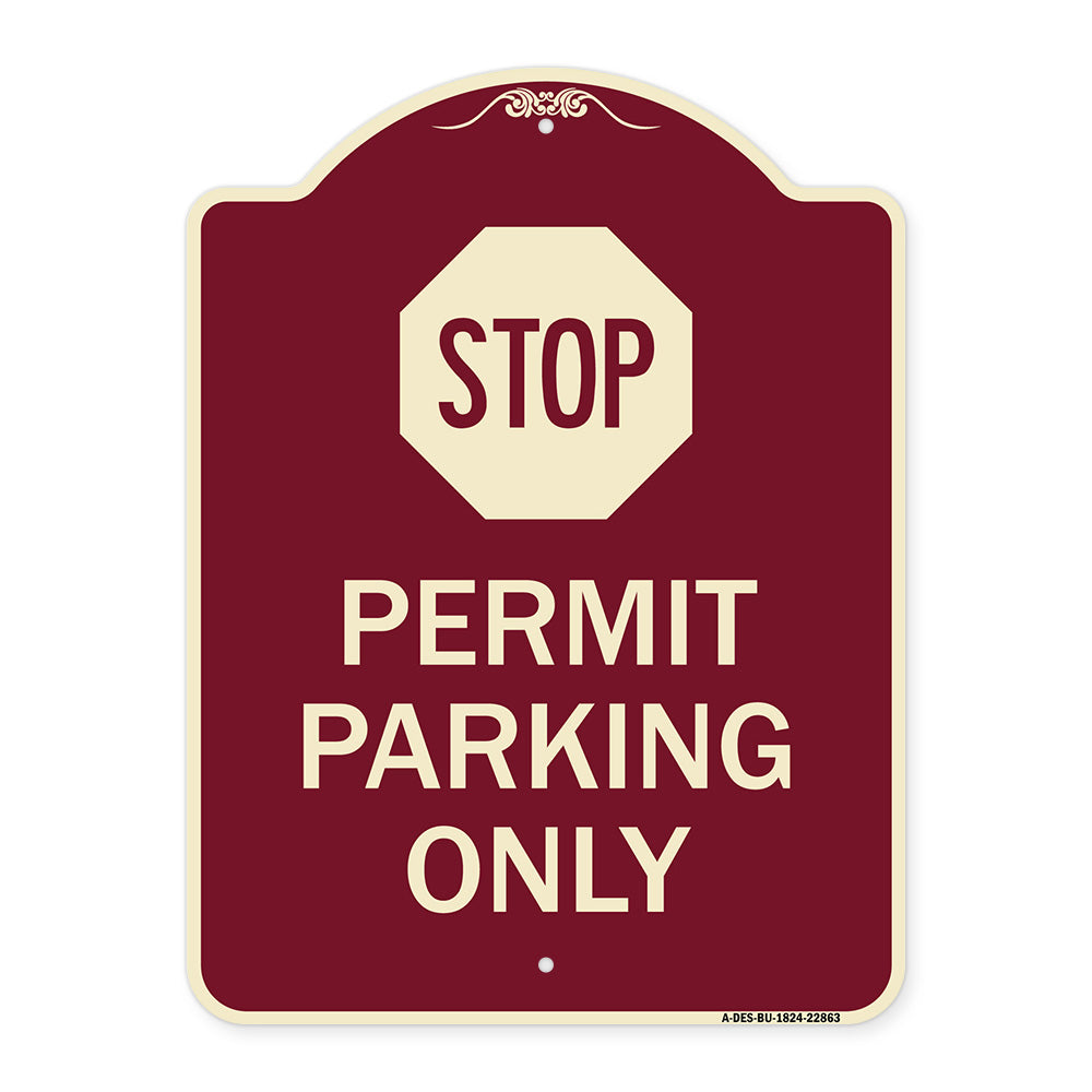 Stop - Permit Parking Only (With Stop Symbol)
