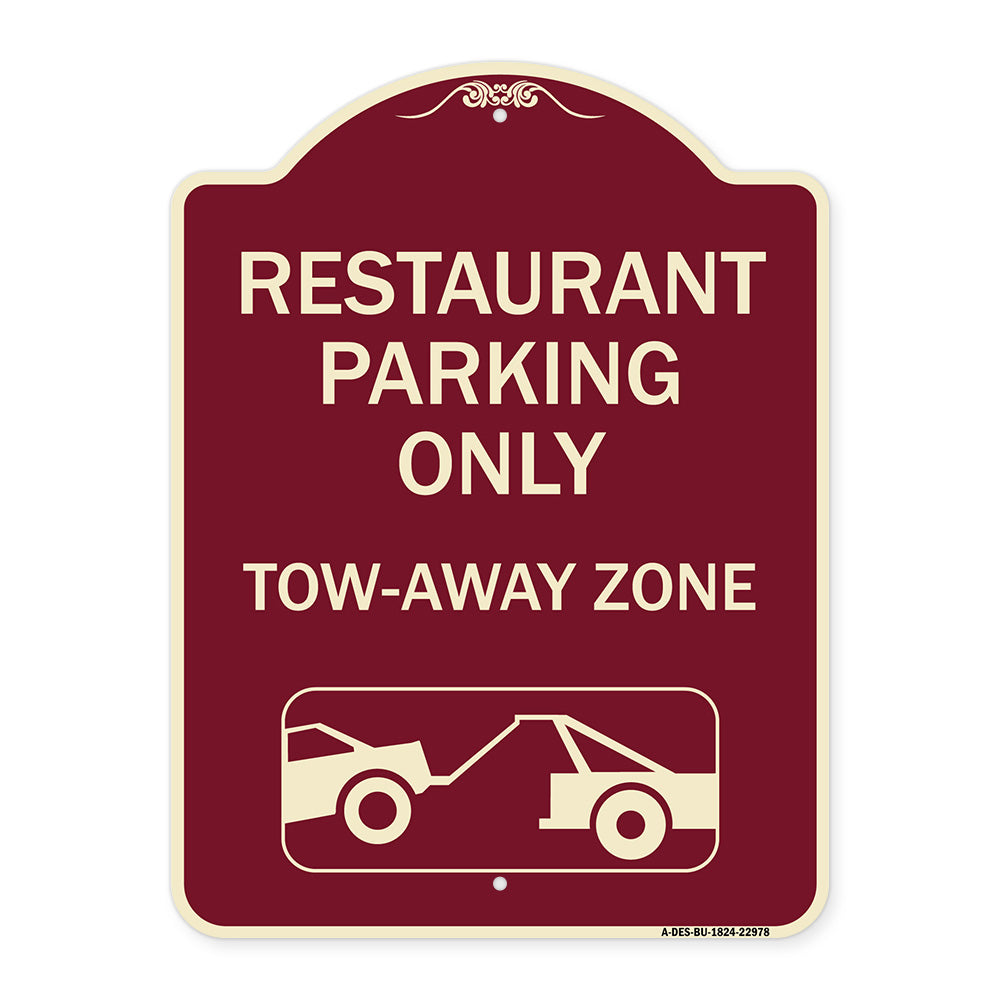 Restaurant Parking Only Tow-Away Zone (With Car Tow Graphic)