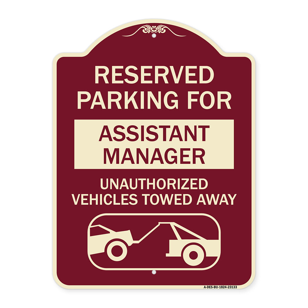 Reserved Parking for Assistant Manager Unauthorized Vehicles Towed Away (With Car Tow Graphic)