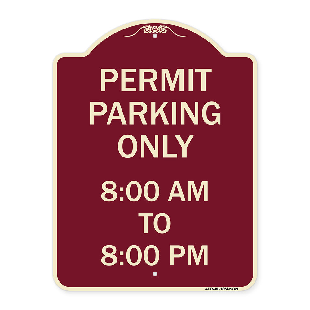 Permit Parking Only 8-00 Am to 8-00 Pm