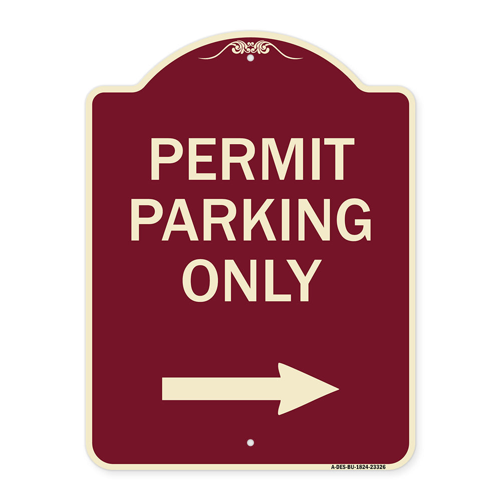 Permit Parking Only (With Right Arrow)