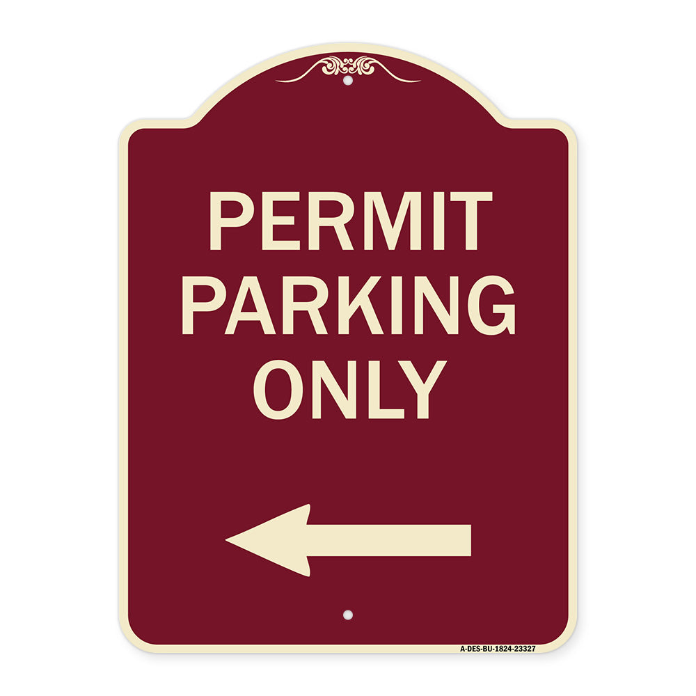 Permit Parking Only (With Left Arrow)
