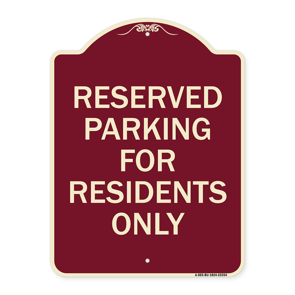 Parking Space Reserved Sign Parking Reserved for Residents Only