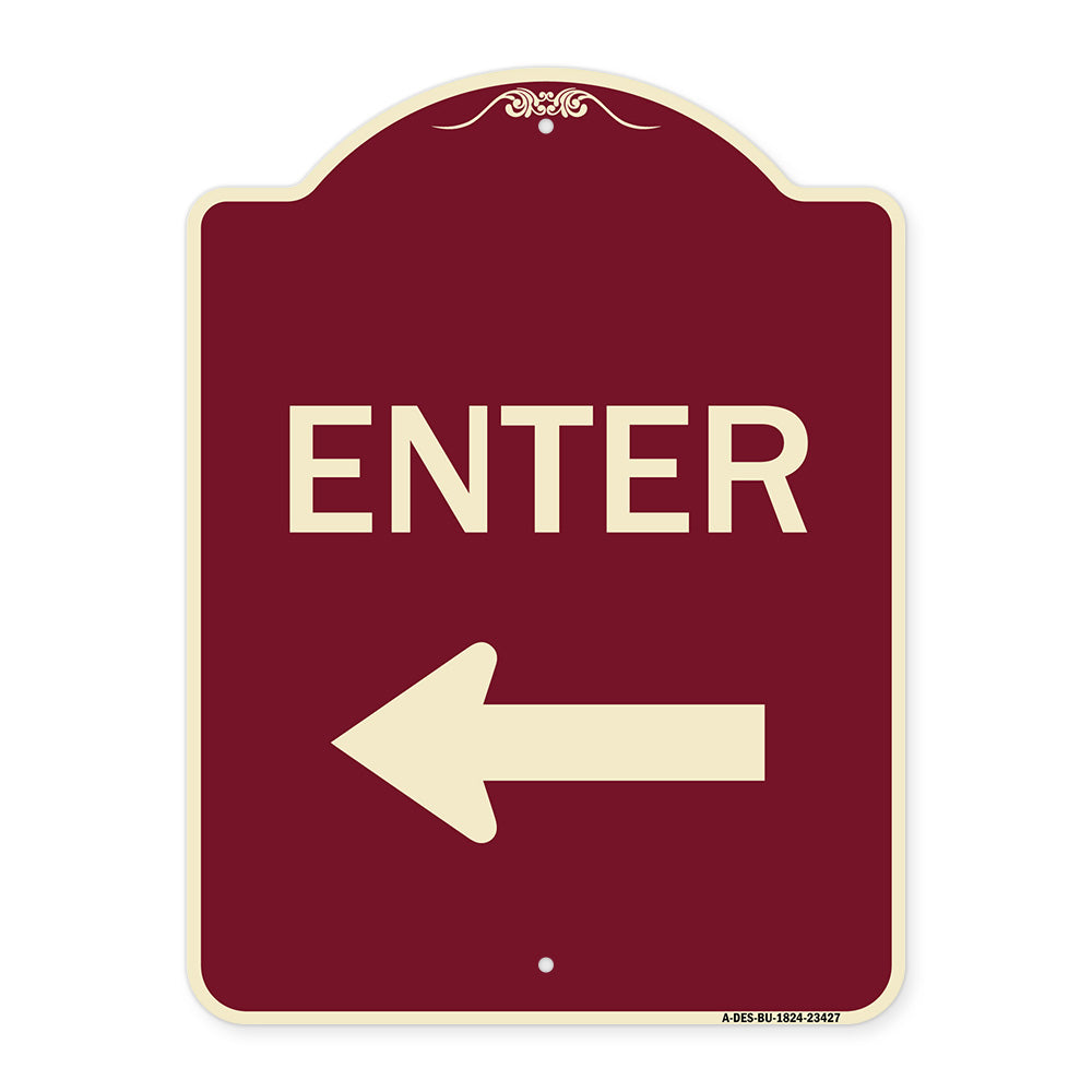 Parking Lot Sign Enter Sign (Left Arrow)