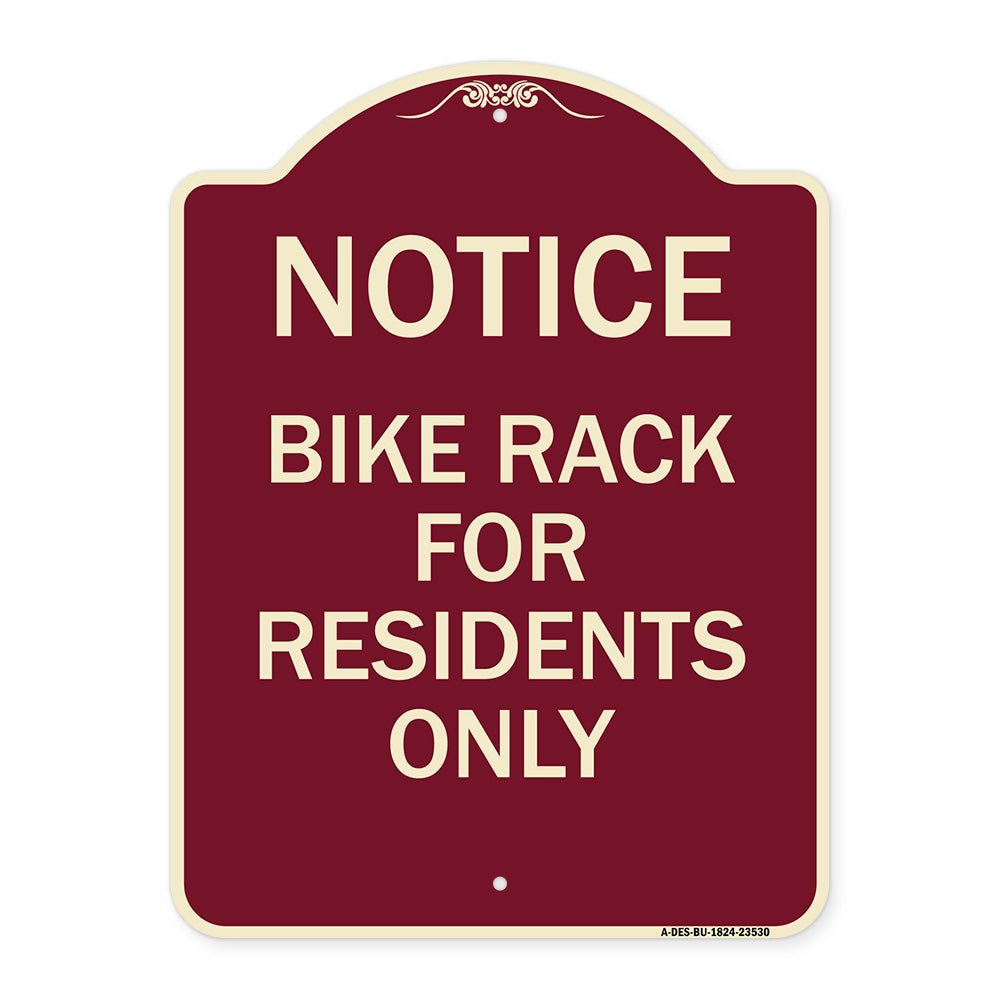 Notice Sign Bike Rack for Residents Only