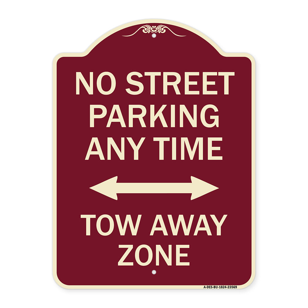 No Street Parking Anytime Tow Away Zone (With Bidirectional Arrow)