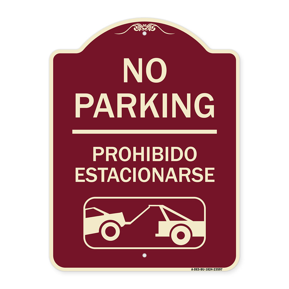 No Parking Prohibido Estacionarse (With Car Tow Graphic)