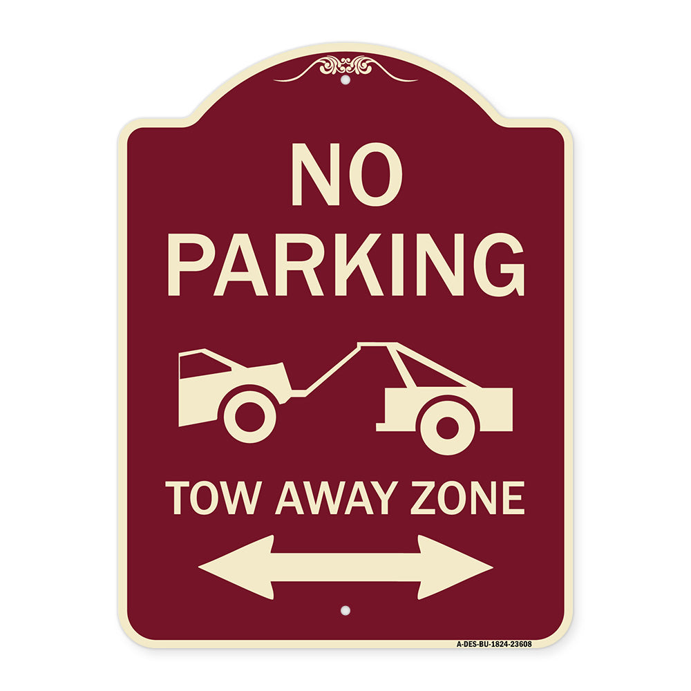 No Parking Tow-Away Zone with Bidirectional Arrow