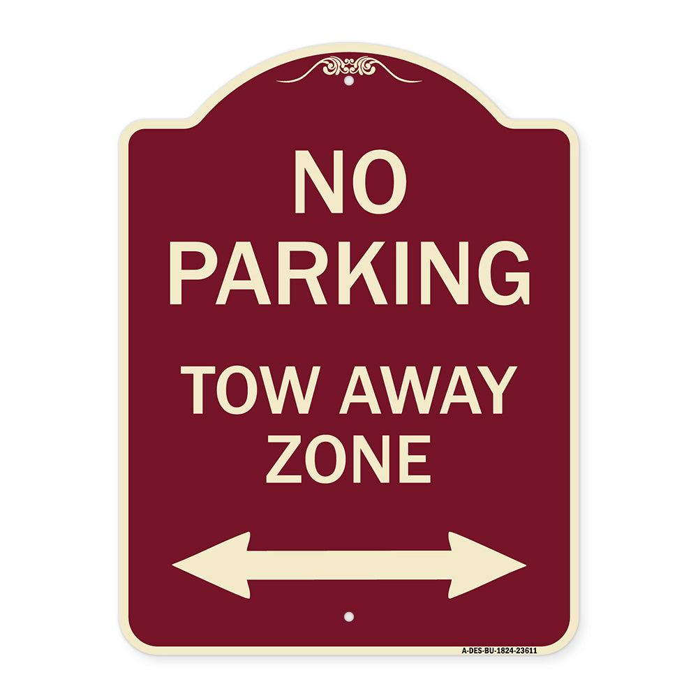 No Parking Tow Away Zone with Bidirectional Arrow