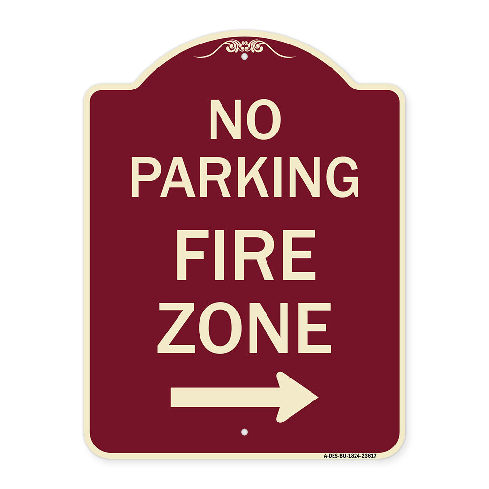 No Parking Fire Zone with Right Arrow
