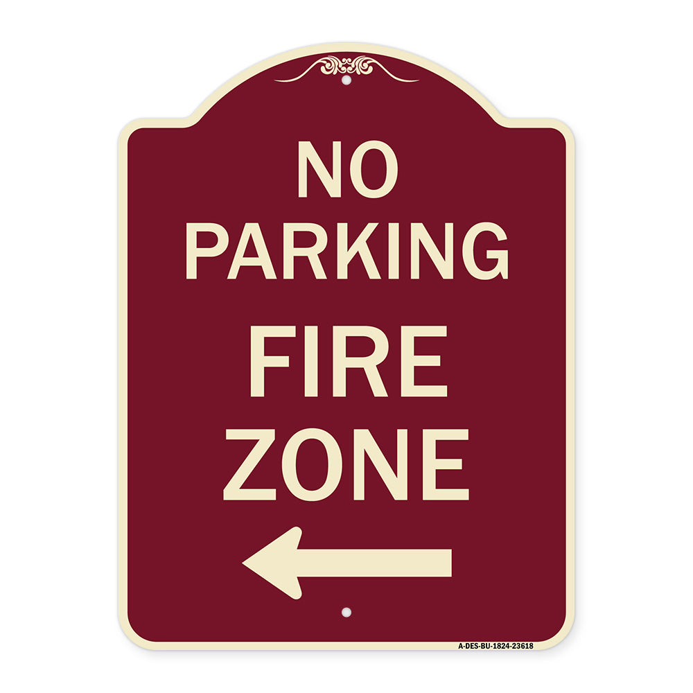 No Parking Fire Zone with Left Arrow